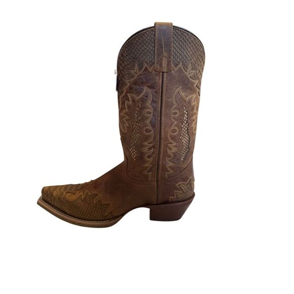 Laredo Men's Lexington Brown Python Print Western Boots Size 9 EW - Picture 1 of 10